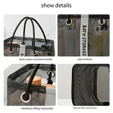 Large Capacity Portable Travel Toiletry Organizer Mesh Folding Bag with Handle