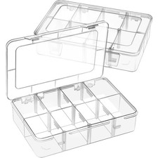 2 Pack 8 Grids Bead Organizer and Storage, Plastic Organizer Box with Removable