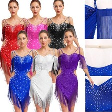 Women Skirts Performance Dress Spaghetti Straps Dancewear Wear Tassel Latin