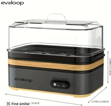 Evoloop Rapid Egg Cooker Electric 6 Eggs Capacity, Soft, Medium, Hard Boiled, Po