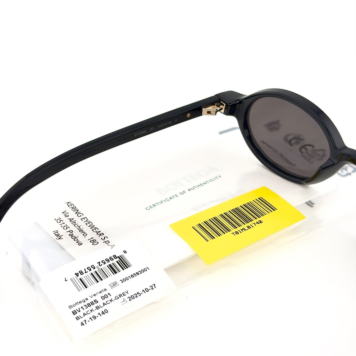 マ BOTTEGA VENETA 1388 BV1388S Black Classic Oval Unisex Sunglass 001