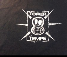 Rare XL Tower Records In Tempe employee T-shirt Black With Handmade Tempe Logo