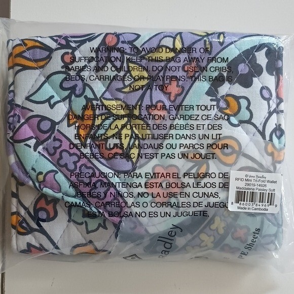 a〜o Vera Bradley Wallet Tri Fold Maddalena Paisley Soft Quilted Clutch