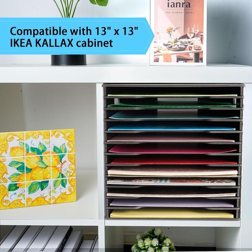 Efficiente Porta Carta Artigianale con Strati Regolabili - 12 Slot Organizer Rack - Foto 8 di 8