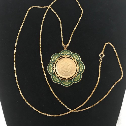 Vintage HU-NAN TEN CASH Gold Plated Coin Pendant and Necklace Rare NOS - Picture 12 of 12