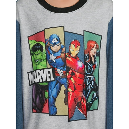 Marvel's Avengers Super Hero Boys Long Sleeve Fleece Pajama Set - Blue PJs Set - Picture 3 of 5