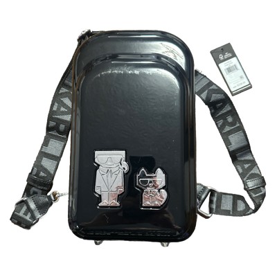 KARL LAGERFELD MAYBELLE HARD SHELL SLING/BACKPACK SUITCASE SHOULDER BAG BLACK