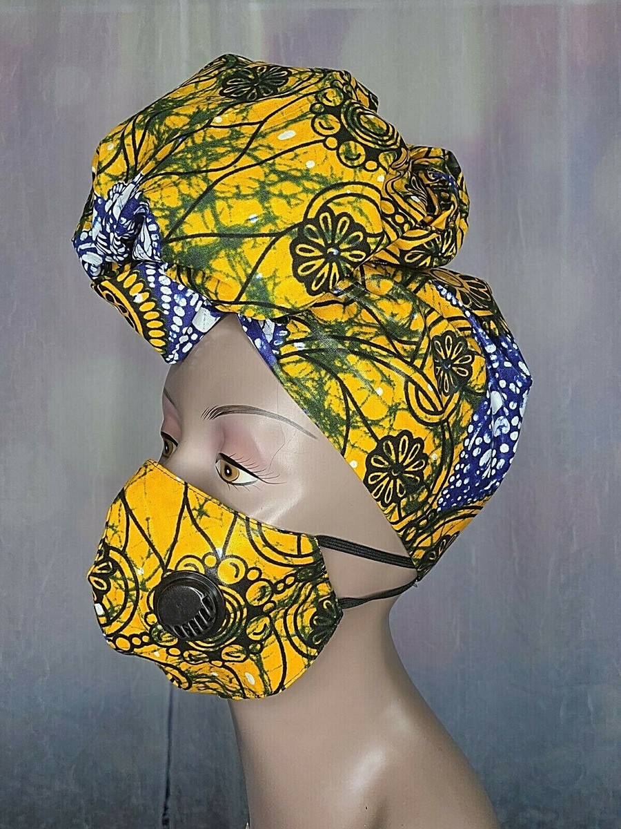 Headwrap Facemask Set With Filter Pocket~ Head Scarf ~Face Mask