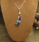 Sterling Silver Block Inlay Pendant and Chain Necklace