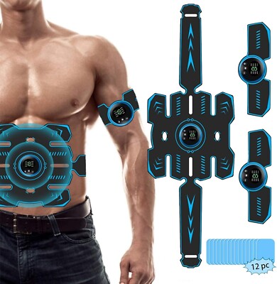 Wiederaufladbarer EMS Bauchmuskelstimulator ABS Trainer Toner Fitness Gürtel UK