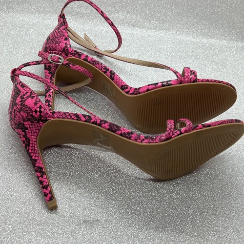 NEW New York & Company Pink Snake Stiletto Heels 10 Strappy Punk Rocker Baddie - Picture 7 of 7