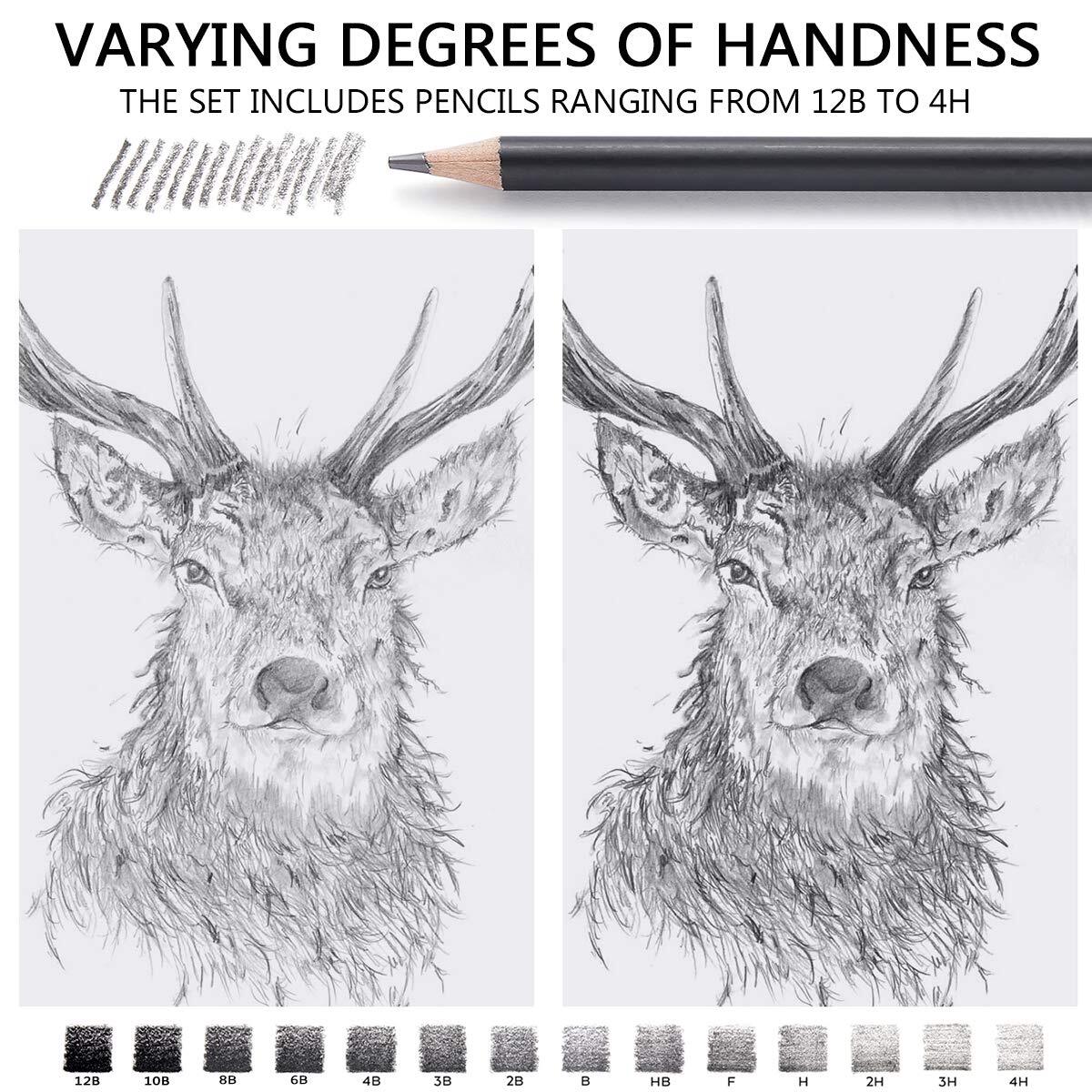 Professional Drawing Sketching Pencil Set - 14 PiecesGraphite12B - 4H Ideal f...