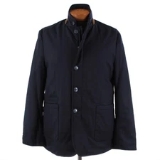 Zanella NWT Vitale Barberis Canonico Wool Car Coat w/ Suede Size L US In Navy