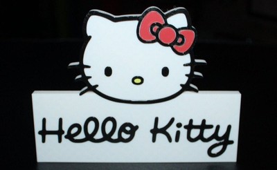 Hello Kitty 3D printed Logo Sign Wall Desk Shelf Art