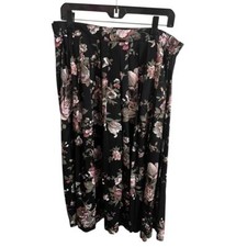 Liz Baker Skirt Womens 20W Black Floral Pleated Maxi Vintage Plus Size