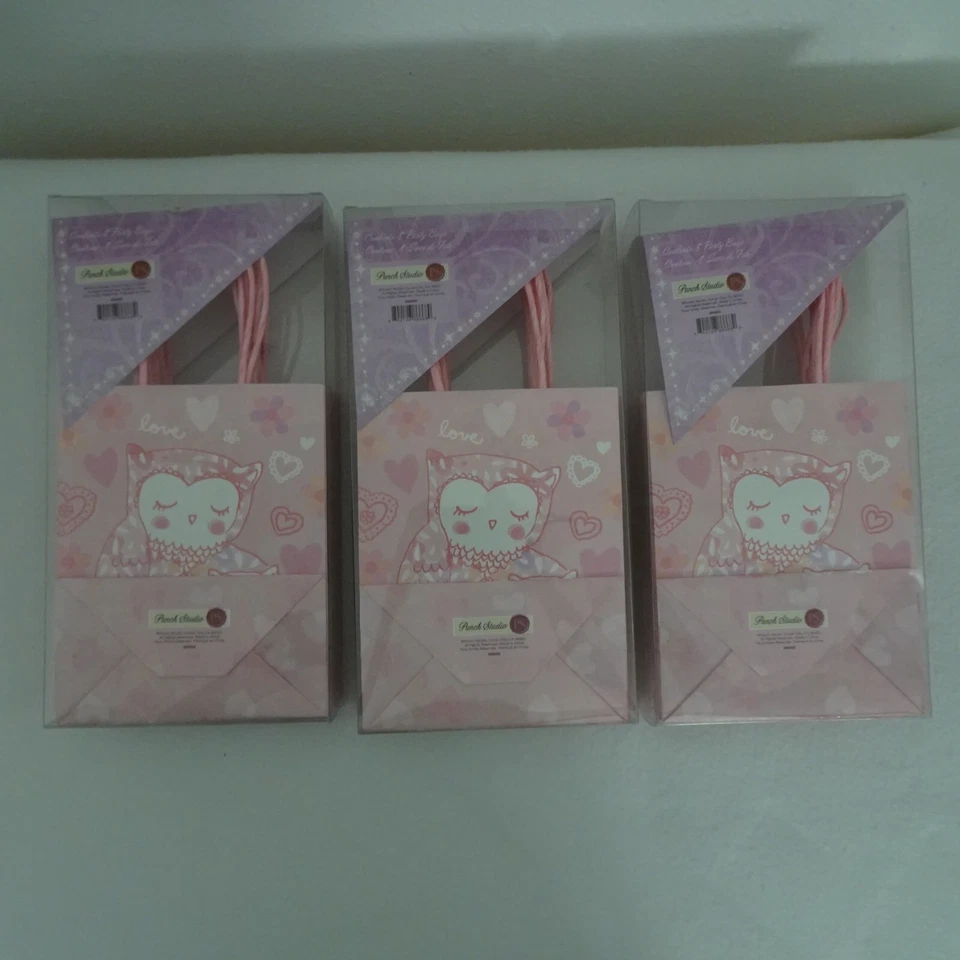 24 Bolsas de Regalo Punch Studio Búho Rosa Corazones Brillantes Fiesta de Cumpleaños Botín Swag 7"x5" Foto 4 de 4