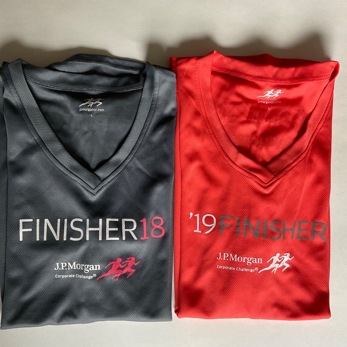 JP Morgan Corporate Challenge Run Finisher womens L large tops 2018 2019