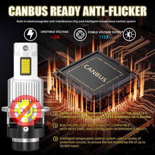 D2S D2R D2C LED Headlight Bulbs 6000K 20000LM Conversion Kit Replace HID Xenon - Picture 9 of 14