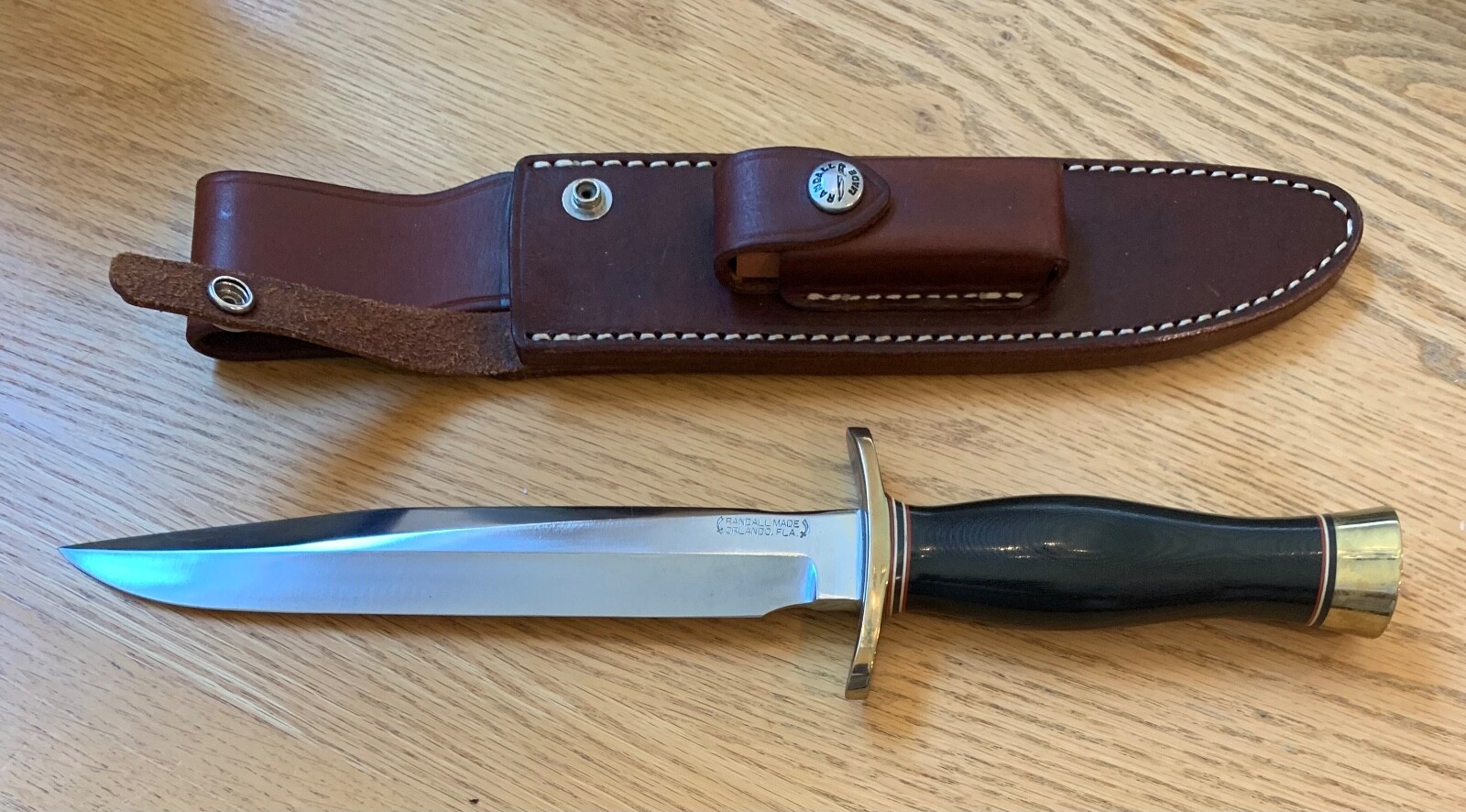 STUNNING RANDALL #1 -8" BROWN MICARTA KNIFE NEVER USED N28