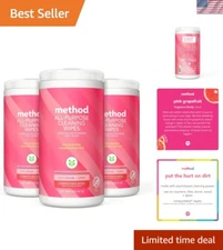 Compostable Cleaning Wipes - 70 Count Pink Grapefruit, Effective & Eco-Conscious