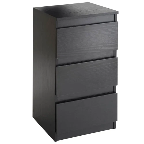 3 Drawer Black Bedside Cabinet Furniture Storage Nightstand Bedroom Side Table