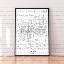 Jinan Map Poster Print Unframed Jinan Map Print China Street Map Wall Decor Art