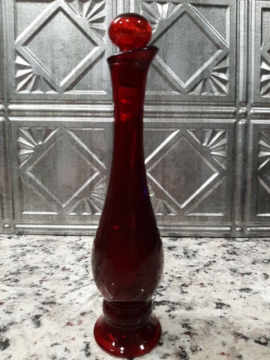 Vintage Avon Ruby Bud Vase, Occuri Empty Ruby Red Glass With