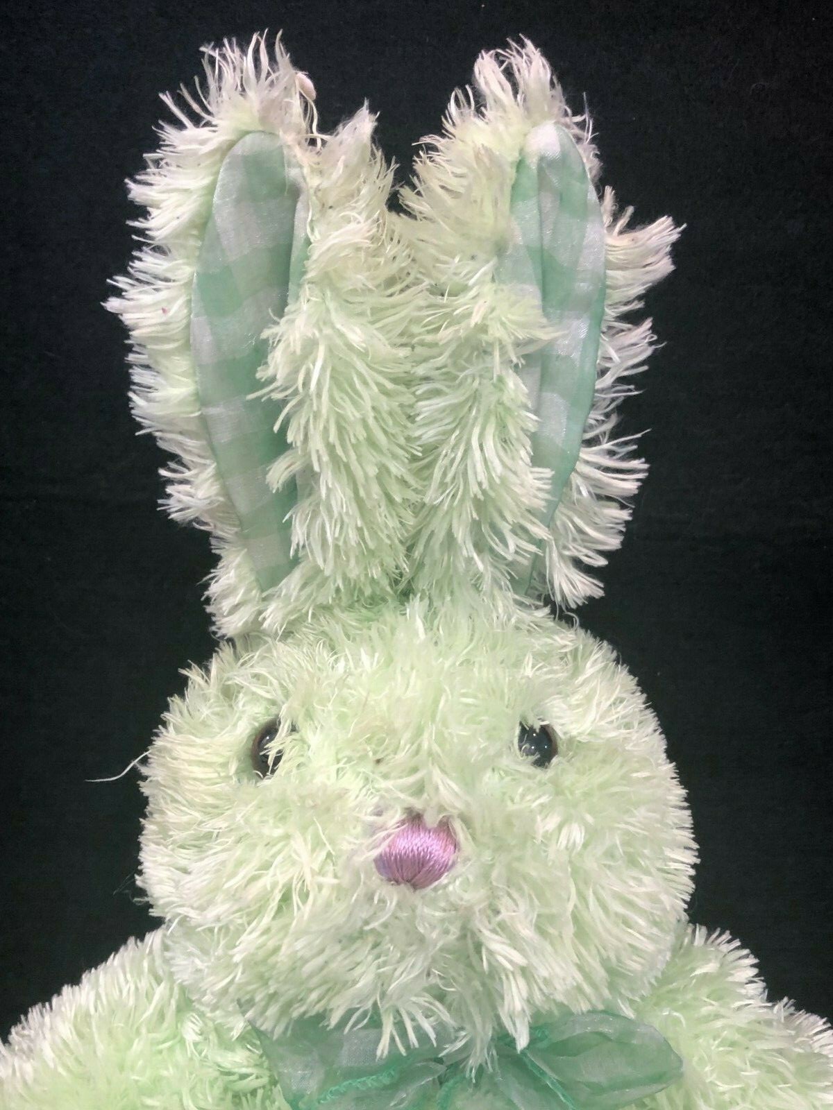Walmart BUNNY RABBIT Green Plush Gingham Feet Bow Bean Bottom Shaggy ...