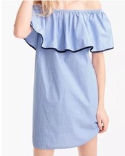J. CREW Women Dress Blue Tipped Off Shoulder In-end-on-end Size XS Pre-owned