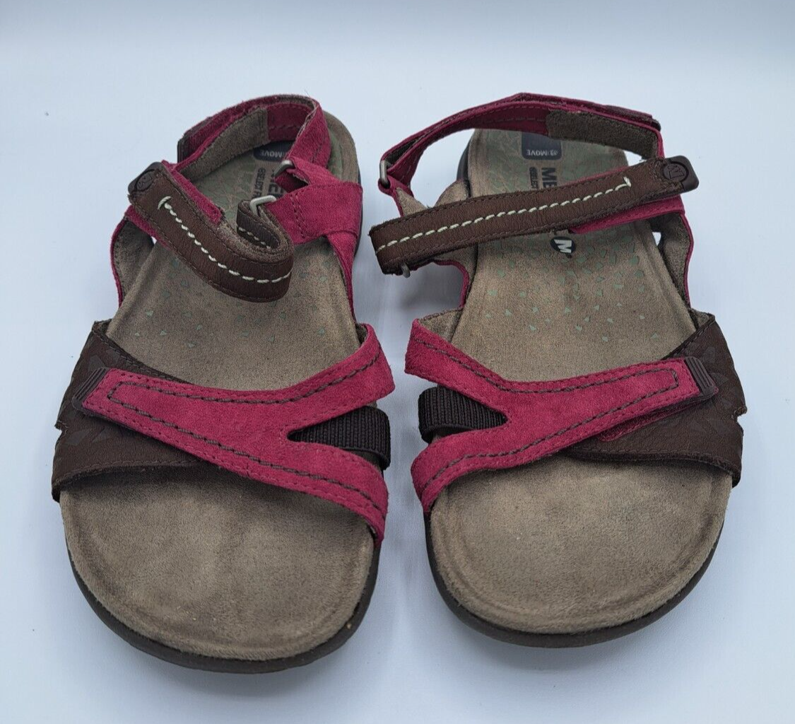 Merrell Continuum Vibram Select Grip sandles con cinturino; rosso barbabietola; taglia 7