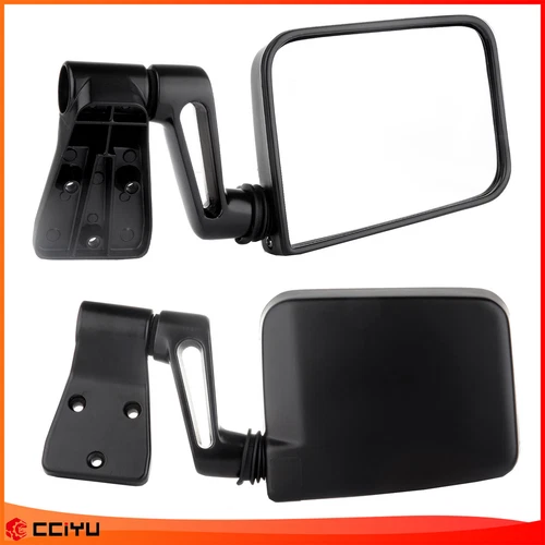 Side View Manual Exterior Mirrors Fits 87-02 Jeep Wrangler Pickup Pair Set