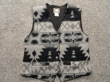 Vintage 80s Erika Wool Felted Blanket Vest Navajo Aztec Button Front Womens L