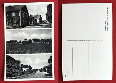 Postcard Heyda near Riesa around 1940/50 Gasthaus Schänitz with Dorfstrasse (73026