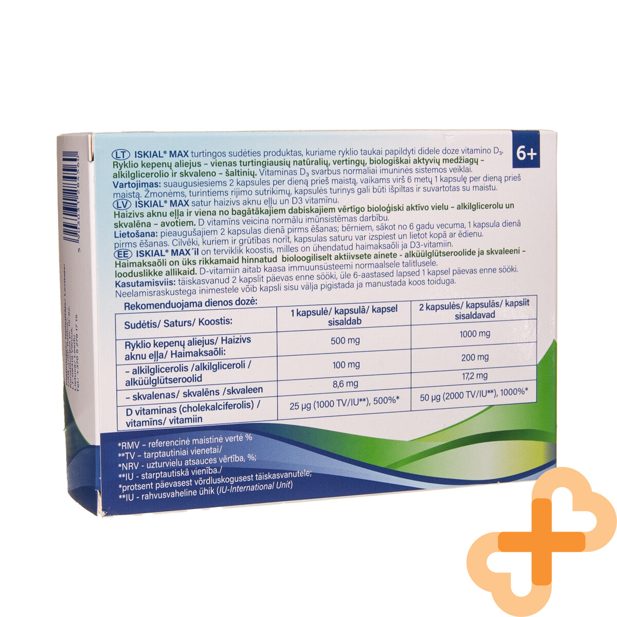 ISKIAL MAX Shark Liver Oil 120 Capsules Vitamin D3 Immune System