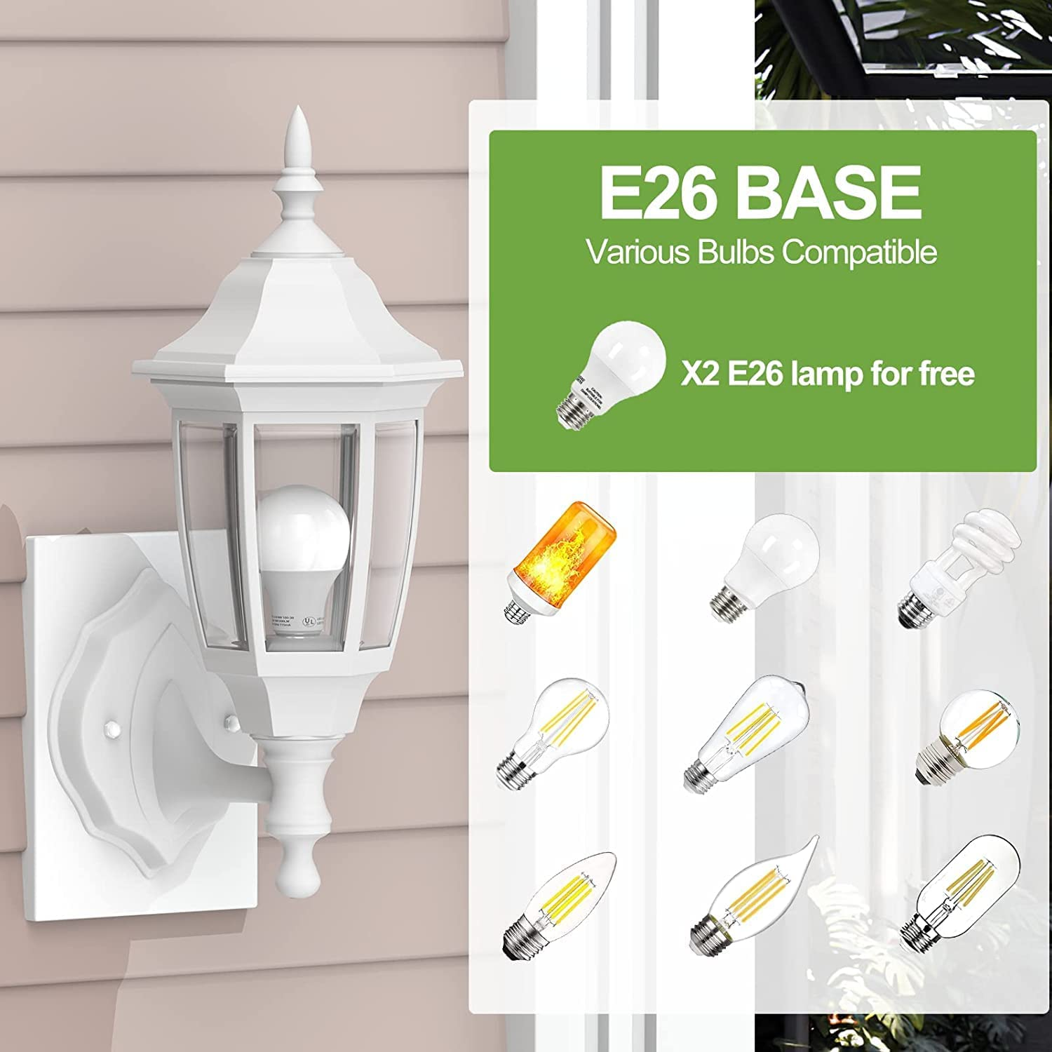 LED PORCH LIGHT White Exterior Wall Lights Fixtures Security Lamp 2