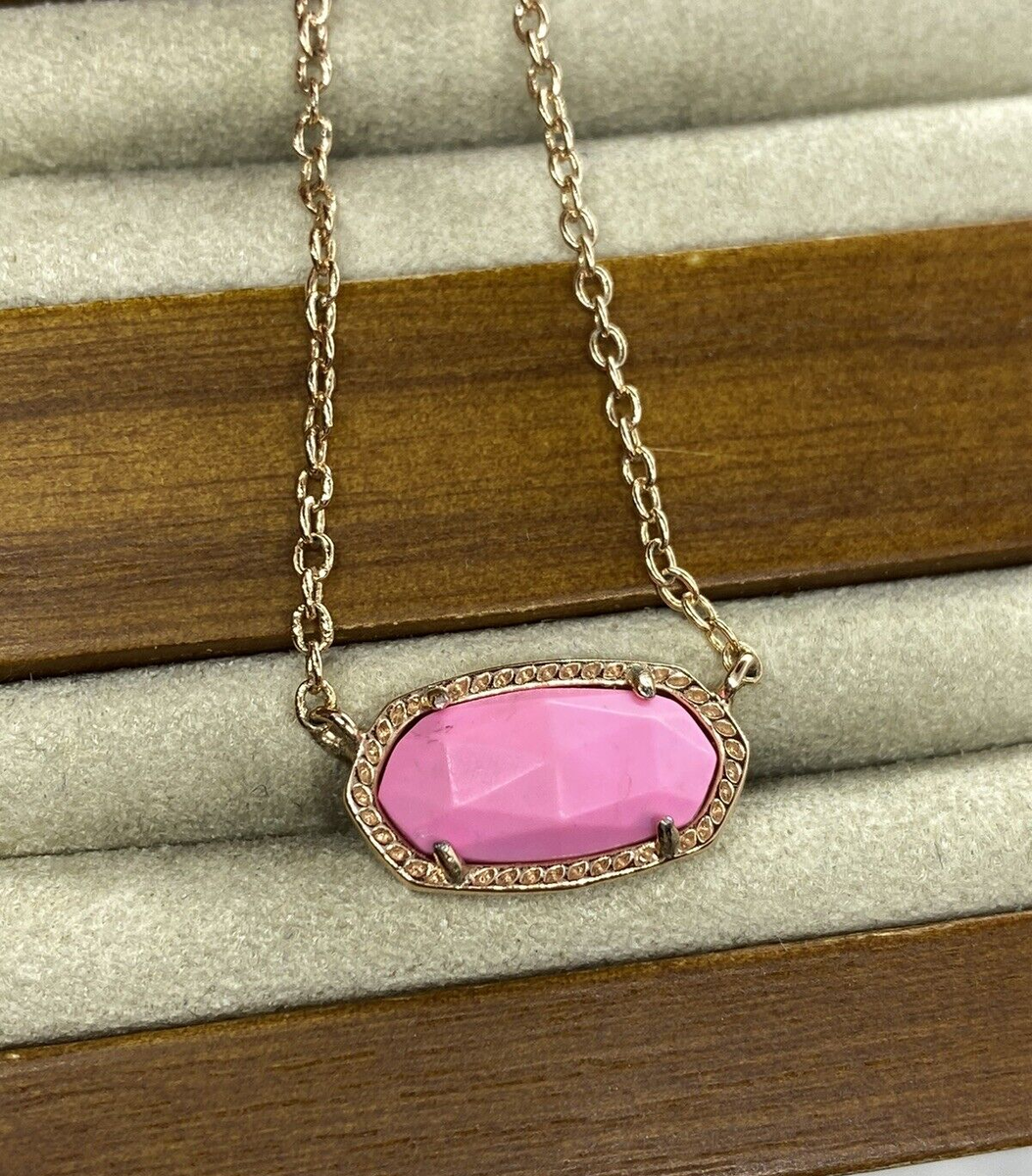 Kendra Scott Vintage Elisa Necklace Light Magenta Pink Rose Gold