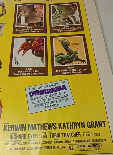 VTG 7th Voyage of Sinbad Original Movie Poster Ray Harryhausen 1975 28" X 22" - Picture 7 of 9