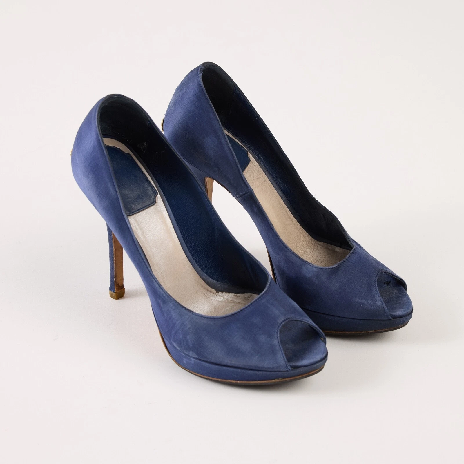 Talons aiguilles bout ouvert en tissu bleu Christian Dior taille EU 36 / US 6