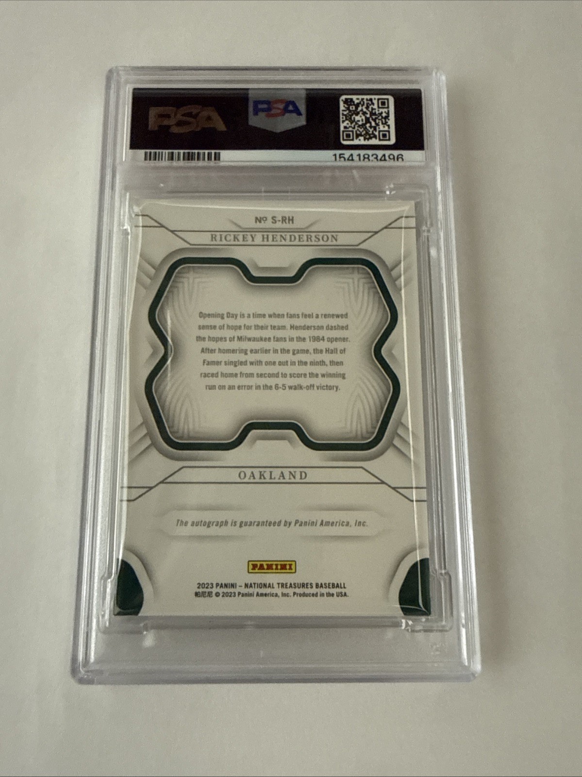 2023 National Treasures Auto Rickey Henderson /10🔥PSA 8🔥POP 1 None ^ 👀 A’s ⚾️ view 2