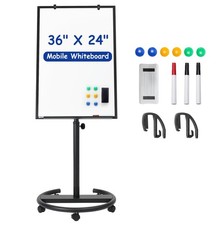 Mobile Whiteboard, 36x24 Inches White Board on Wheels, Height Adjustable Magn...