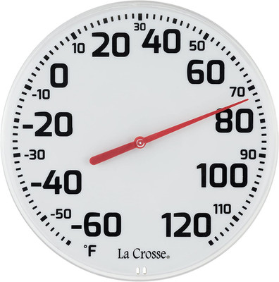 La Crosse 104-1522 8'' round Analog Dial Thermometer, White