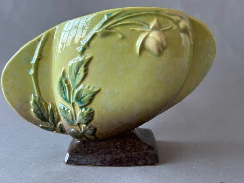 Roseville Pottery Wincraft Vase Yellow Nouveau Deco 241 6" Flower Vine Vintage