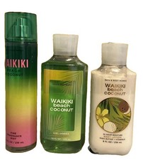 3 Bath Body Works WAIKIKI BEACH COCONUT Mist, Lotion Shower Gel 8 Oz-New
