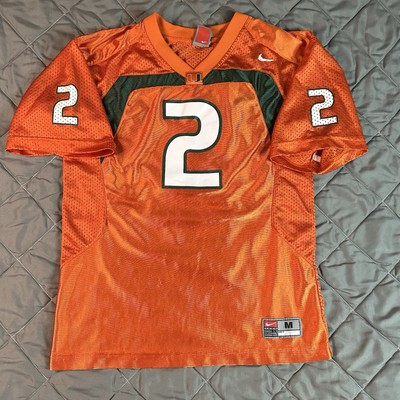 VINTAGE Nike Miami Hurricanes Jersey Boys Medium Orange Football Willis  McGahee