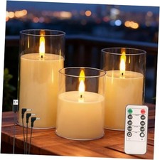 3-Pack Rechargeable Flameless Candles with Remote and Timer Function   LED