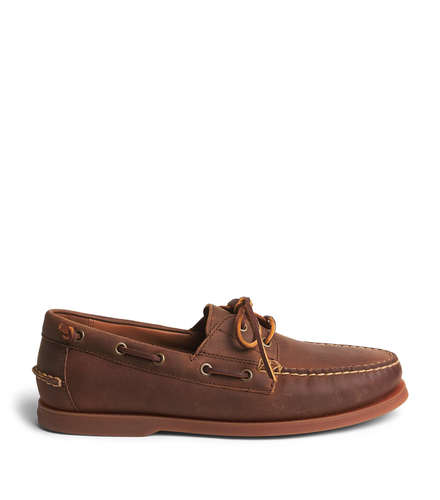 Ralph Lauren Polo Merton Brown Leather Boat Shoes UK 10 EU 44 New - Picture 1 of 5