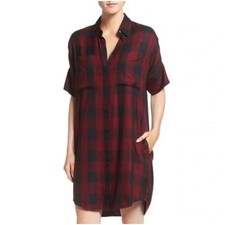 Madewell Courier Plaid Shirt Dress NEW Women’s Small Red Black