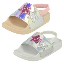 Girls Spot On Slingback Sliders With Glitter Star Design 'H0R310'