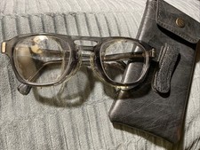 Vtg AO American Optical Flexi Fit 6M Safety Horn Rim Glasses Mesh Shields USA