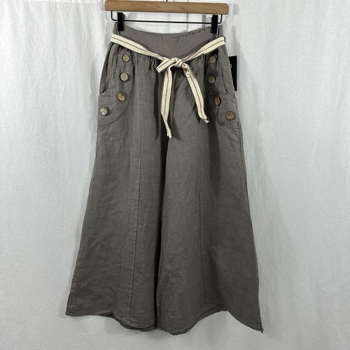 Ornella Paris New Collection Wide Leg Linen Belted Pants Womens Size XXL Beach